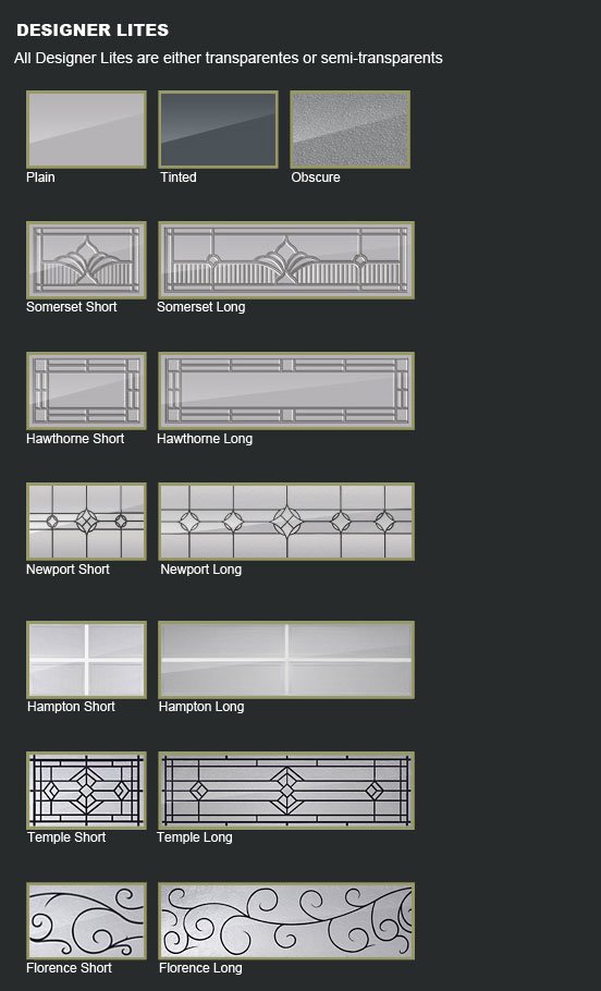 Garage Door Optional Designer Lites