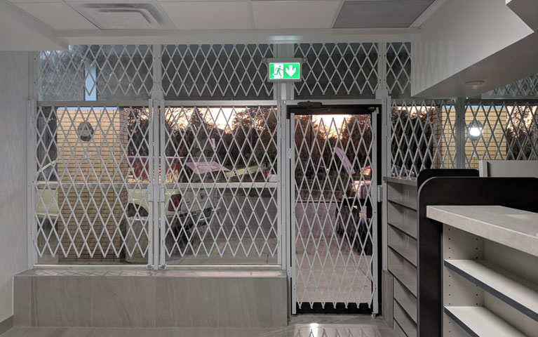 Commercial Folding Gates, Interior view, Mississauga