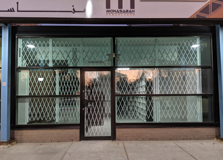 Commercial Folding Gates, Exterior view, Mississauga